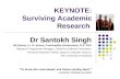 KEYNOTE: Surviving Academic Research Dr Santokh Singh Research Programme Manager, Centre for Software Innovation Honorary Research Fellow, Dept of Computer.