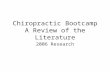 Chiropractic Bootcamp A Review of the Literature 2006 Research.
