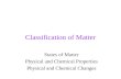 Classification of Matter States of Matter Physical and Chemical Properties Physical and Chemical Changes.