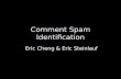 Comment Spam Identification Eric Cheng & Eric Steinlauf.