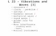 L 23 – Vibrations and Waves [3] resonance  clocks – pendulum  springs  harmonic motion  mechanical waves  sound waves  golden rule for waves Wave.