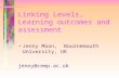 Linking Levels, Learning outcomes and assessment Jenny Moon, Bournemouth University, UK jenny@cemp.ac.uk.