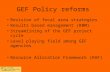 GEF Policy reforms Revision of focal area strategies Results based management (RBM) Streamlining of the GEF project cycle Level playing field among GEF.