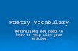 Poetry Vocabulary Definitions you need to know to help with your writing.