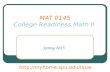 MAT 0145 College Readiness Math II Spring 2015 .
