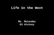 Life in the West Mr. Melendez US History. Gold Discoveries Gold Discovered: California, 1849 Colorado, 1858 Black Hills, South Dakota, 1874 Brings thousands.