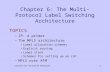 Connection-Oriented Networks1 Chapter 6: The Multi-Protocol Label Switching Architecture TOPICS –IP: A primer –The MPLS architecture Label allocation schemes.