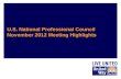 U.S. National Professional Council November 2012 Meeting Highlights.