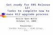 Get ready for EBS Release 12! Tasks to complete now to ease R12 upgrade process Oracle Open World October 13, 2009 Presenter: Sandra Vucinic – VLAD Group,