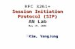 RFC 3261+ Session Initiation Protocol (SIP) AN Lab May 19, 2006  Kim, YangJung.