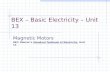 BEX – Basic Electricity – Unit 13 Magnetic Motors REF: Delmar’s Standard Textbook of Electricity, Unit 13.