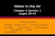 Chapter 2 Section 1 pages 36-43 ~Focus points~ weather water cycle 3 forms of water humidity evaporation condensation dew point cloud precipitation Water.