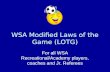 WSA Modified Laws of the Game (LOTG) For all WSA Recreational/Academy players, coaches and Jr. Referees.