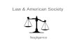 Law & American Society Negligence. Negligence is conduct that falls below the standard established by law for protecting others against unreasonable risks.