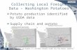 Collecting Local Freight Data – Washington Potatoes Potato production identified by USDA data Supply chain and potato processors identified by State Potato.