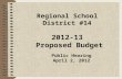 Regional School District #14 2012-13 Proposed Budget 1 Public Hearing April 2, 2012.