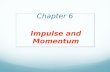 Chapter 6 Impulse and Momentum. DEFINITION OF LINEAR MOMENTUM The linear momentum of an object is the product of the object’s mass times its velocity: