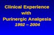 Clinical Experience with Purinergic Analgesia 1992 – 2004.