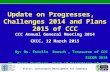 Update on Progresses, Challenges 2014 and Plans 2015 of CCC CCC Annual General Meeting 2014 CKCC, 12 March 2015 By: Ms. Estelle Roesch, Treasurer of CCC.