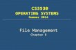 CS3530 OPERATING SYSTEMS Summer 2014 File Management Chapter 8.