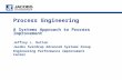 1 Process Engineering A Systems Approach to Process Improvement Jeffrey L. Dutton Jacobs Sverdrup Advanced Systems Group Engineering Performance Improvement.
