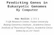 Predicting Genes in Eukaryotic Genomes By Computer Hao Bailin ( 郝柏林 ) T-Life Research Center, Fudan University Beijing Genomics Institute, Academia Sinica.