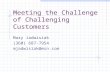 Meeting the Challenge of Challenging Customers Mary Jadwisiak (360) 687-7954 mjadwisiak@msn.com.