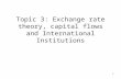 1 Topic 3: Exchange rate theory, capital flows and International Institutions.