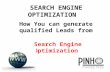 SEARCH ENGINE OPTIMIZATION How You can generate qualified Leads from Search Engine Optimization Search Engine Optimization.