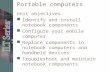 Portable computers Unit objectives: Identify and install notebook components Configure your mobile computer Replace components in notebook computers and.