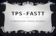 TPS-FASTT A Method for Poetry Analysis. TPS-FASTT  TPS-FASTT is an acronym that stands for: Title Paraphrase Speaker Figurative Language Attitude (Tone)