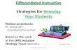 Differentiated Instruction Differentiated Instruction Strategies for Knowing Your Students Webinar presented by: Dr. Sonya Carr, Educational Consultant.