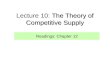 The Theory of Competitive Supply Lecture 10: The Theory of Competitive Supply Readings: Chapter 12.