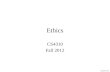 Ethics CS4310 Fall 2012 Updated 2/09. What is a Profession?