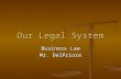 Our Legal System Business Law Mr. DelPriore. Our Laws What is law? What is law? Enforceable rules of conduct in a society Enforceable rules of conduct.
