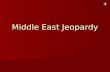 Middle East Jeopardy (Insert Title Here) Formation of Israel Israel- Arab Conflict Israel and Arab countries EgyptIranIraq 100 200 300 400 Final Jeopardy!!