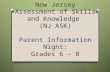 New Jersey Assessment of Skills and Knowledge (NJ ASK) Parent Information Night: Grades 6 – 8.