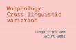 Morphology: Cross-linguistic variation Linguistics 200 Spring 2002.