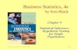 Business Statistics, 4e, by Ken Black. © 2003 John Wiley & Sons. 9-1 Business Statistics, 4e by Ken Black Chapter 9 Statistical Inference: Hypothesis Testing.