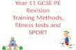 Year 11 GCSE PE Revision Training Methods, fitness tests and SPORT.