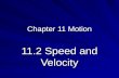 Chapter 11 Motion 11.2 Speed and Velocity. Standards SPS8a. Students will calculate velocity and acceleration.