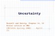 Uncertainty Russell and Norvig: Chapter 14, 15 Koller article on BNs CMCS424 Spring 2002 April 23.