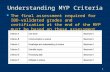 1 Understanding MYP Criteria The final assessment required for IBO-validated grades and certification at the end of the MYP must be based on these assessment.