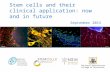 Stem cells and their clinical application: now and in future September 2015 The Royal Australasian College of Physicians.