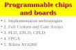 Programmable chips and boards 1. Implementation technologies 2. Full Custom and Gate Arrays 3. PLD, EPLD, CPLD 4. FPGA 5. Xilinx XC6200.