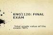 ENG1120: FINAL EXAM Total grade value of the exam: 30%