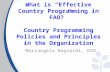What is “Effective Country Programming in FAO?” Country Programming Policies and Principles in the Organization Mariangela Bagnardi, OSD.