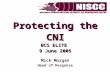 Protecting the CNI BCS ELITE 9 June 2005 Mick Morgan Head of Response.