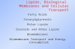 1 Lipids, Biological Membranes and Cellular Transport Fatty Acids Triacylglycerols Polar Lipids Steroids and Other Lipids Biomembranes Biomembrane Transport.