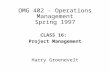 OMG 402 - Operations Management Spring 1997 CLASS 16: Project Management Harry Groenevelt.